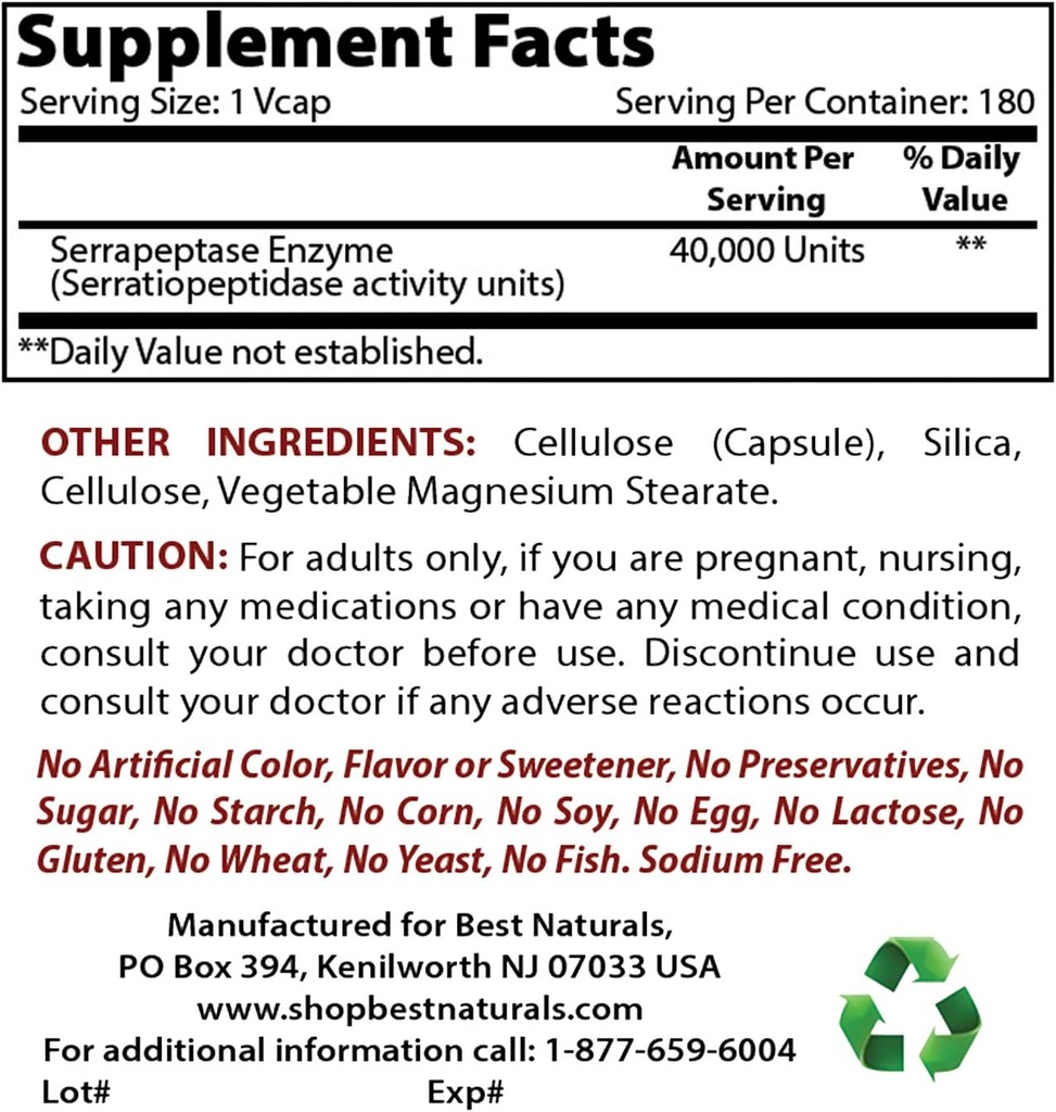 Cele mai bune naturale Serapeptase 40000 SPU & Nattokinaza 100 Mg