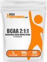 vracSupplements.com BCAA 2:1:1 Pulbere - Aminoacidi din lant ramificat, BCAAs Aminoacids pulbere - Neflavorat & Gluten gratuit, 1g per Serving, 100g (3.5 oz) (Pachet de 1)
