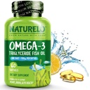 NATURLO Burpless Omega 3 Suplimentul ulei de pește - 1100mg Trigliceride Omega-3, EPA + DHA, ulei de pește lichid pentru inimă, ochi, creier, sănătate comună - 60 Softgels, 2 luni de aprovizionare