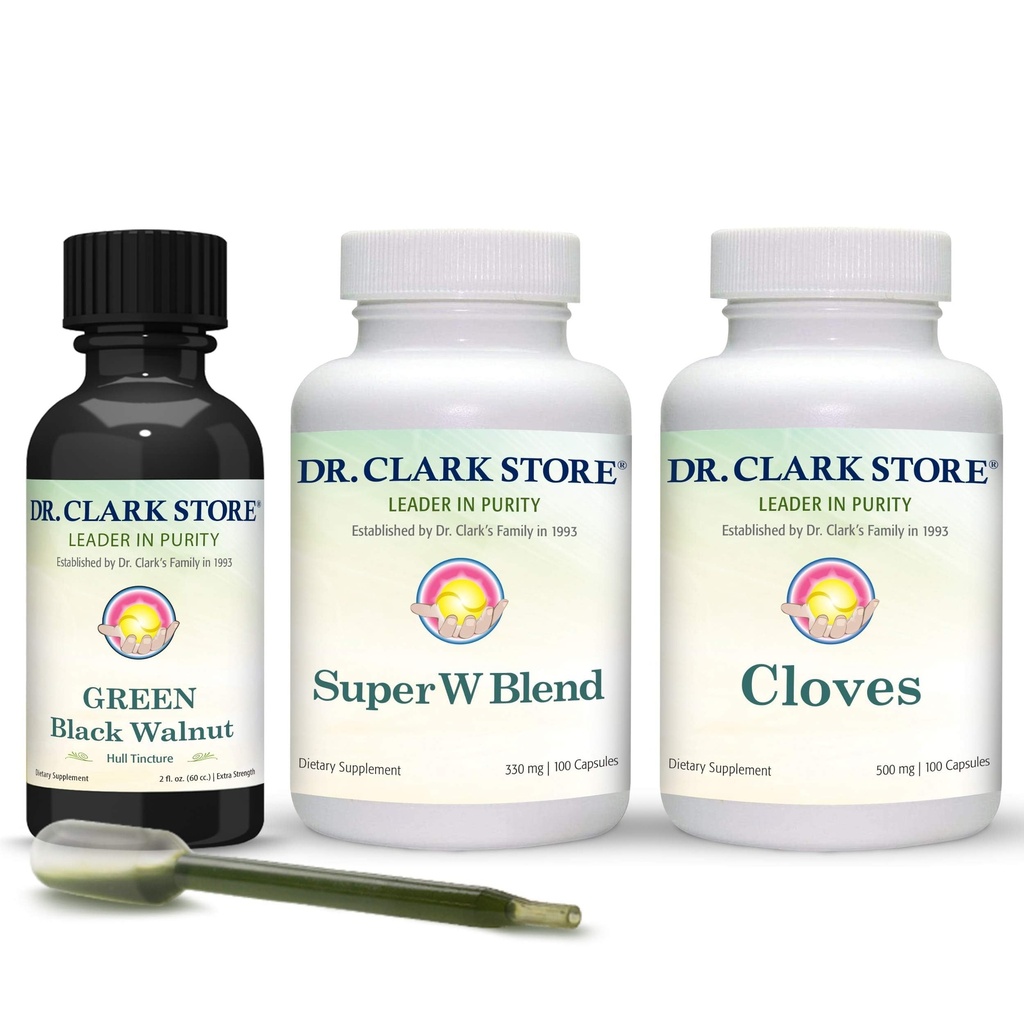 Dr Clark Store Intestine Support & Cleanse Kit - cu tinctură verde original de la Black Walnut Hulls, Wormwood, și Cloves-Ajutoare pentru a menține funcția intestinală optimă