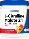 Nutricost L-Citrulline Malate 2:1 (300g) Punch de fructe - Suport de antrenament, Performanță musculară, Booster oxid de azot - Pulbere supliment de fitness, 75 Serviri