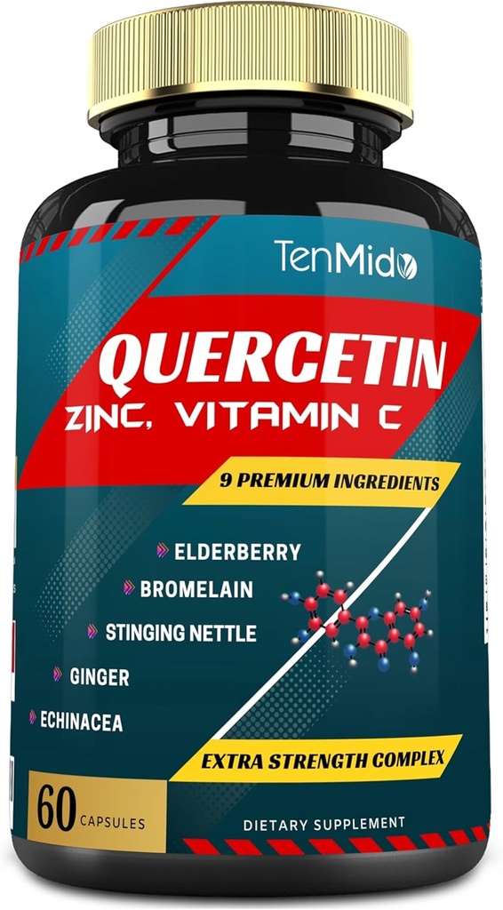 Quercetin Extract capsule - Blend Elderberry, Bromelain, Ginger, Stinging Nettle, Echinacea, Pepper negru și mai - 60 capsule, 2 luni de aprovizionare