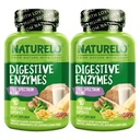 Enzime digestive NATURLO - Suport Spectrum complet cu un amestec larg de 15 enzime Plus Ginger - 90 capsule Vegane (Pachet de 2)