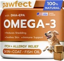 PAWFECTCHEW ulei de pește Omega 3 pentru câini - Alergie Ajutor - Sănătate comună - Mâncărime, Tocare - Piele și Coat Supliment - Maltodextrină de somon Alaska - Omega 3 6 9 - EPA & DHA Acidi grasi