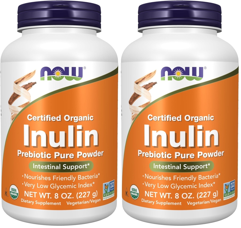 Acum Suplimente, Inulin Prebiotic Pure Powder, Certified Organic, non-GMO Project Verified, Intestinal Support*, 8-Ounce (Pachet de 2)