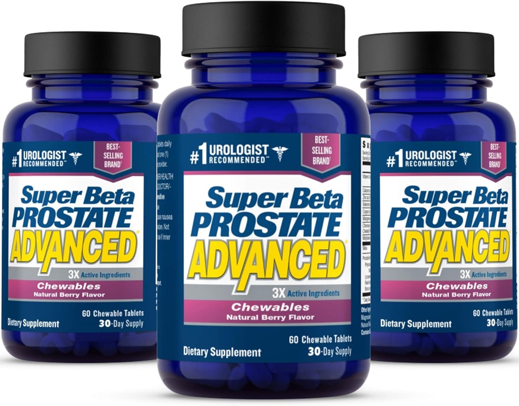 SUPER BETA PROSTATE MUTABILE Avansate - Supliment de suport prostate pentru sanatatea barbatilor (180 Chews, 3-Pack)
