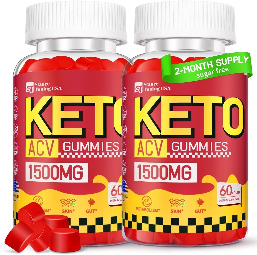 Keto ACV Gummies - 1500MG ACV Keto Gummies pentru femei Oțet de cidru de mere cu mama, Probiotice, Vitamine B6 B12 pentru digestiva Gut - Vegan & Non-GMO, 2 Pack