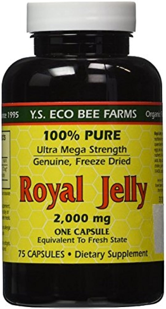YS Eco Bee Farms Royal Jelly 2000 mg - 75 capsule (Pachet de 2)