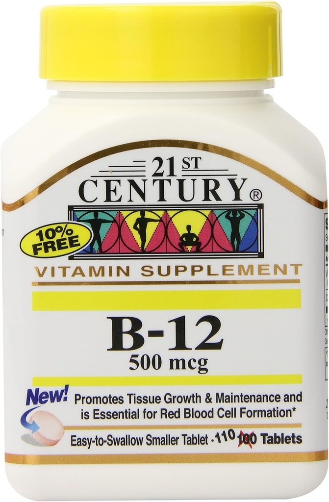 21st Century B-12 500 mcg Tablets, 110-count (Pachet de 3)