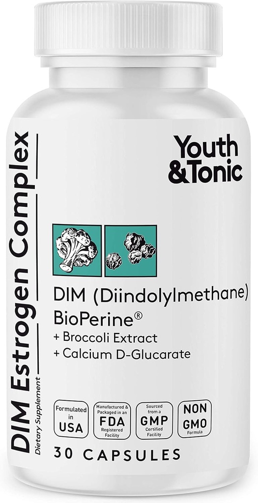 Youth & Tonic DIM BioPerine for Estrogen Metabolismation Support 