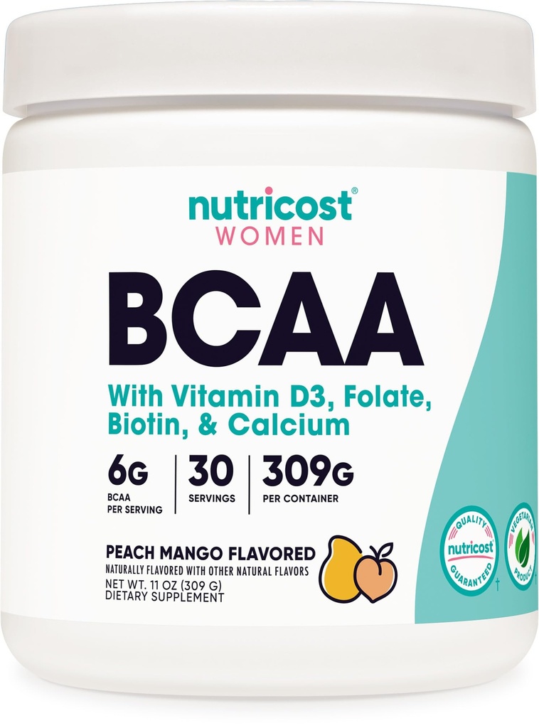 Nutricost BCAA pentru femei (Peach Mango, 30 Servings) - Formulat special pentru femei - non-GMO și gluten-gratuit