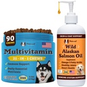 Natural Dog Company Wellness Bundle pentru câini, ulei de somon pentru câini, multivitamine și Supliment, Mâncărime Ajutor