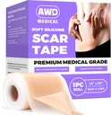 AWD Silicon foi cicatrice pentru cicatrici chirurgicale - fără sudură grad medical Silicon Cicatrice bandă pentru secțiunea C, Tummy Tuck bandă - Silicon patch-uri de piele după chirurgie trebuie să aibă (1,6" x 60" Roll fără sudură)