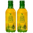 Living Forever - Aloe Vera Juice - Aromă de lămâie cu gel de frunze interioare Pure - Sprijină Digestia și Imunitatea - 1L Fiecare (Pachet de 2)