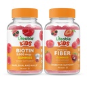 Copii Biotin Lifeable + Prebiotic Fiber Kids, Gummies Bundle - mare Tasting, Supliment de vitamine, Gluten gratuit, OMG gratuit, Guma de mestecat
