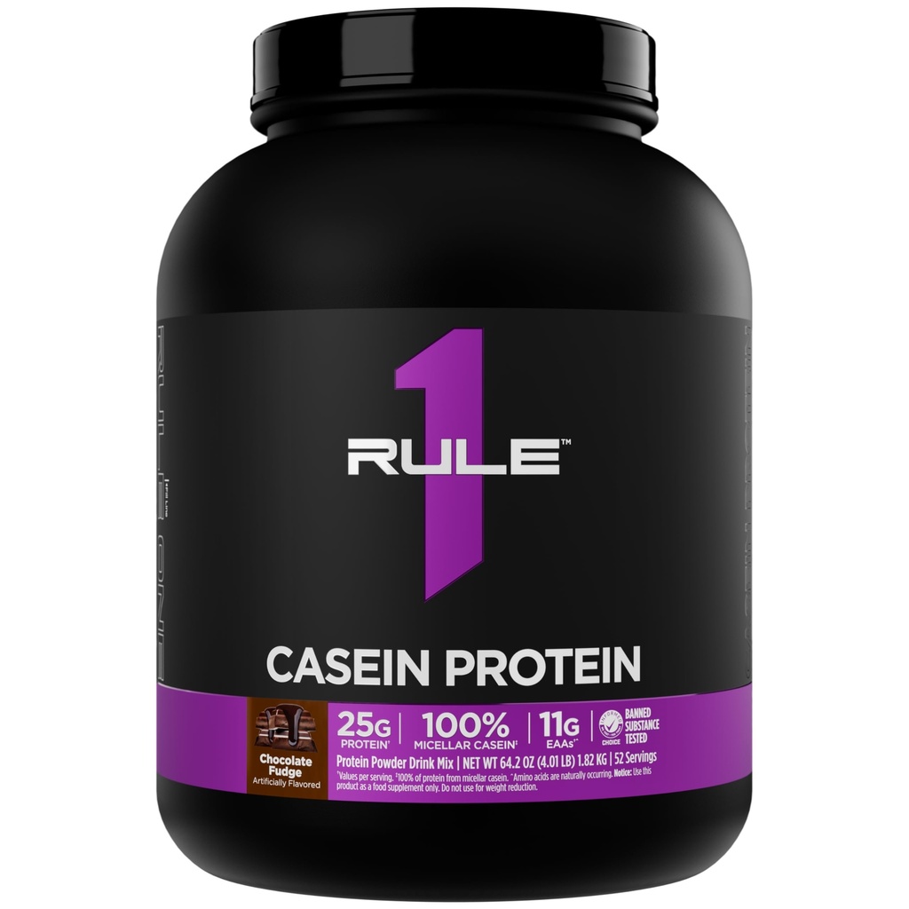 Regula 1 Proteină cazeină - 25g Proteină și 11g EAAS per servire de la Slow-Release Micellar Casein pentru recuperare peste noapte și livrare susținută între mese (4 lire*, ciocolată Fudge)