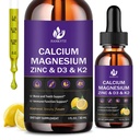 (2 ambalaj) Picături lichid de magneziu zinc de calciu pentru femei și bărbați - Bone & Dinți, Suport imunitar, Supliment de calciu lichid cu glicinat de magneziu, vitamina C D3 K2 B6 și Moss de mare