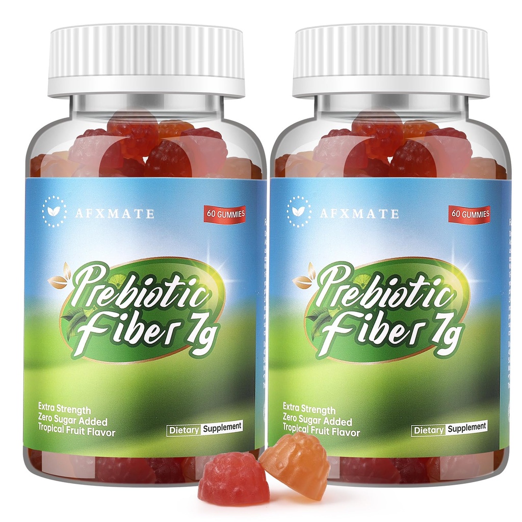 AFXMATE Fiber Supplement Gummies pentru adulti, 7 g Fiber Sugar Free Vegan & Gluten Free - Digestive Health, Regularity Support 120 Count