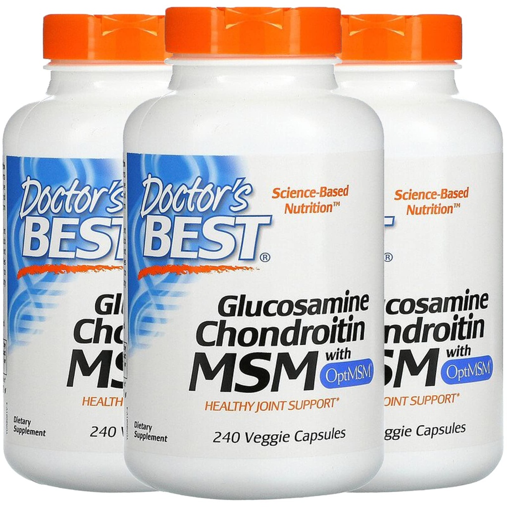 Cel mai bun doctor, (3 Pack Glucosamină Chondroitin MSM cu OptiMSM, 240 Veggie Caps