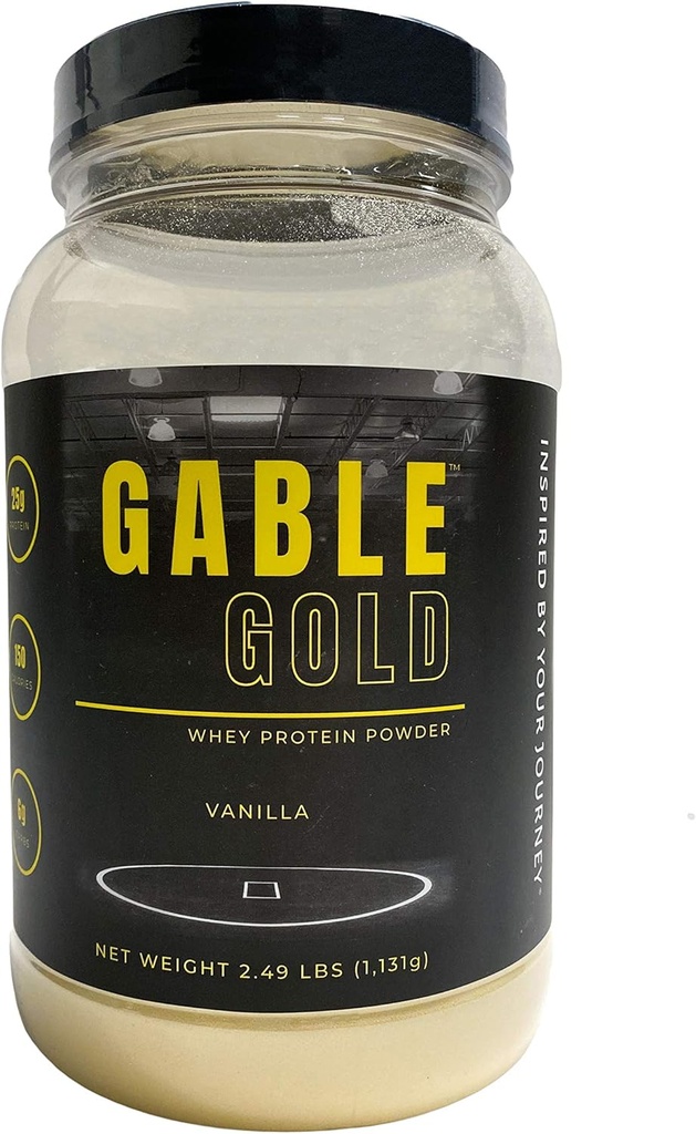 Silver Star Nutrition, Gable Gold Vanilla Whey Pulbere de proteine + MCT Ulei și inulină, fără adaos de zahăr, 25 g de proteine per servire, 30 Serviri, 2,49 Lbs