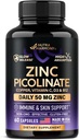 Picolinat de zinc 50mg - Supliment de zinc cu cupru, vitamina D3 & B12 - Stomac prietenos 