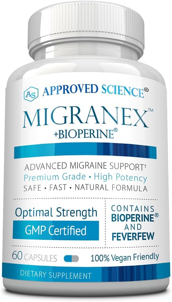 Migranex de ştiinţă aprobat - Migrenă & Cefalee - Magneziu, febră- 60 capsule - Ambalaj de 1 - Vegan