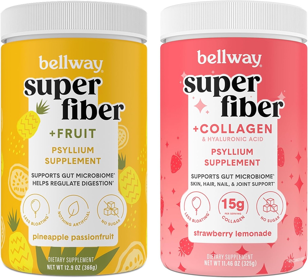 Bellway Super Fiber Powder + fructe, Ananas Passion Fruit Super Fiber Powder + Colagen, Strawberry Lemonade
