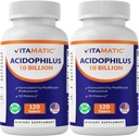 Vitamatic 2 Packs Acidophilus Probiotic - 10 miliarde CFU - 120 comprimate - 5X Potență - Supliment Probiotic zilnic, susține Digestive Health (Total 240 comprimate)