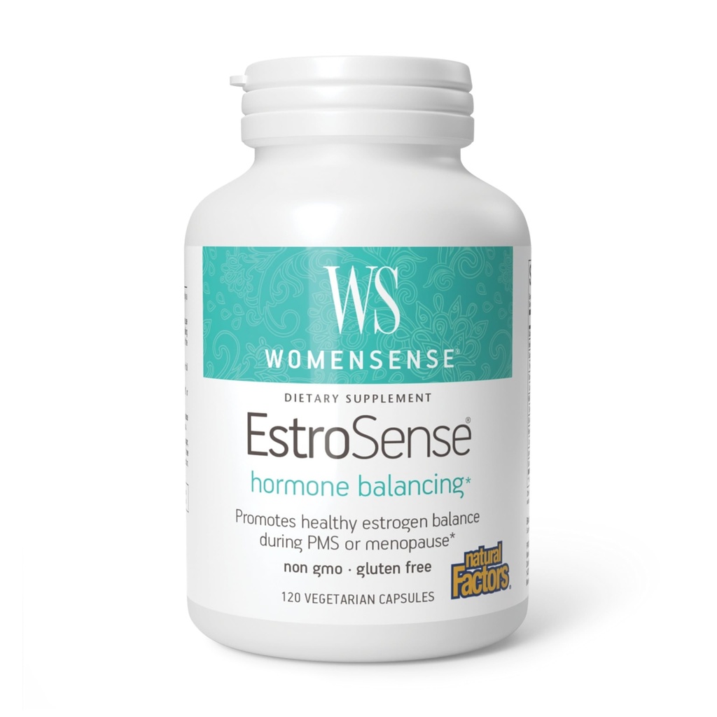 Factori naturali WomenSense EstroSense - Daily Hormonial Balance Supplement - Suporturi Menstratie sanatoasa & Menopause - Supliment natural non-GMO - 120 Capsule vegetariene (60 Servings)