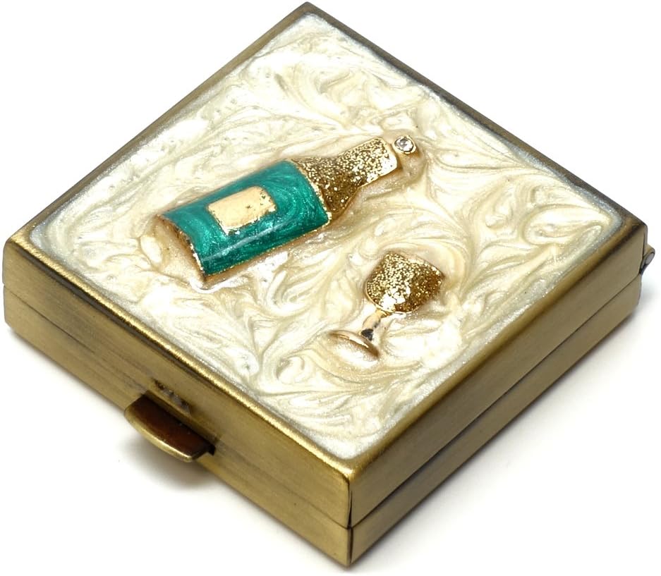 9328 Square cutie de pastile mici Organizator Cream alb Brass Femei călătorie Pilulă Case de buzunar Container Daily Portable Medicine Vitamina cutie de medicamente Supliment de stocare Mini