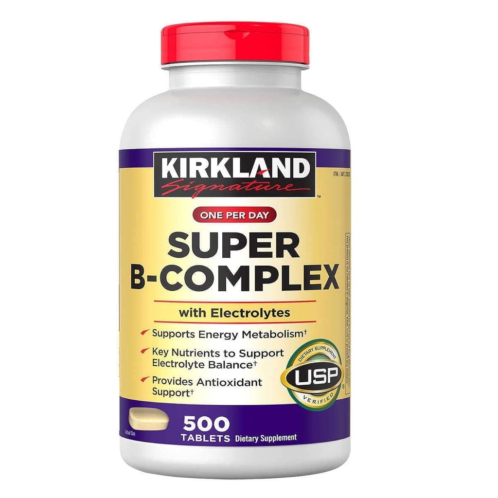 Kirkland Signature Super B-Complex (2-Pachet) cu Electroliți (2 x 500 comprimate)