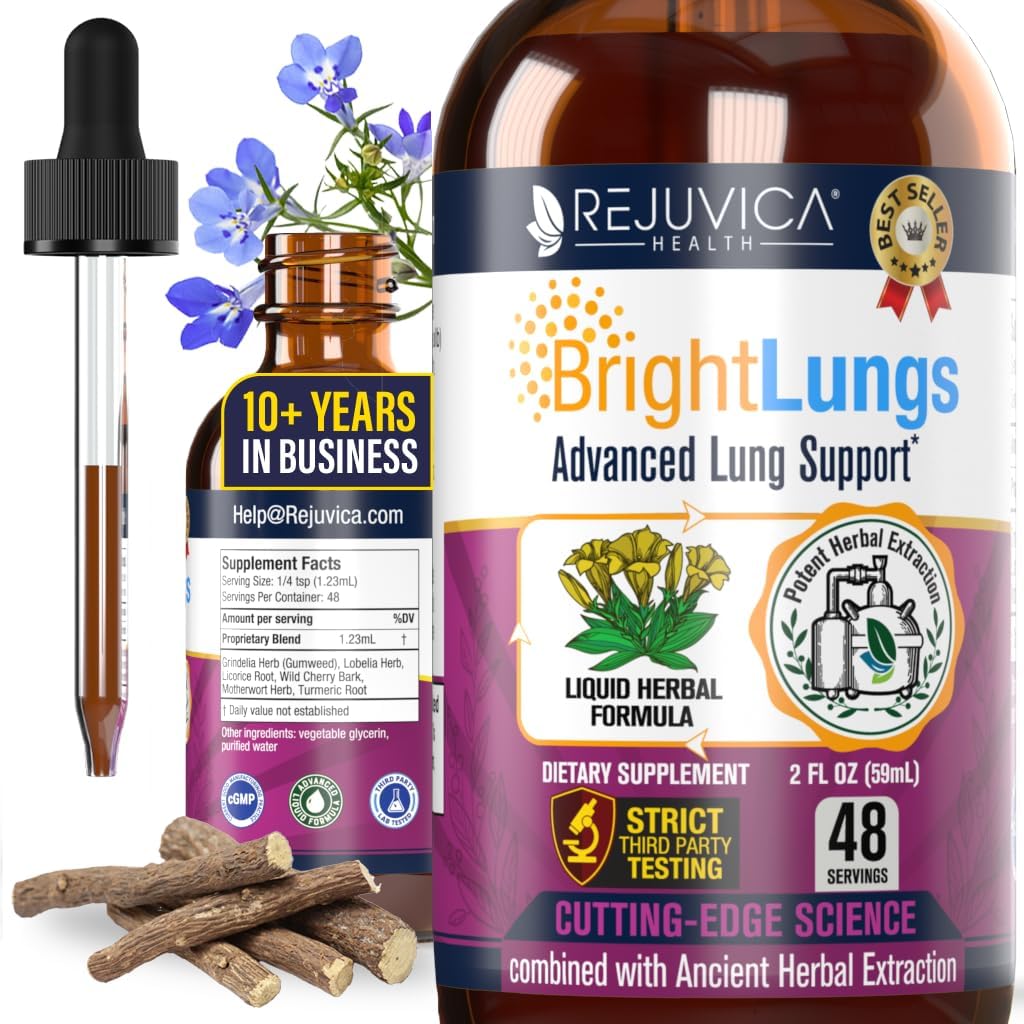 Plămâni Bright - Lung Detoxifiere supliment de sprijin pentru a ajuta la menținerea generală Lung și sănătate respiratorie - Grindelia, Lobelia, Licorice, Wild Cherry & More!