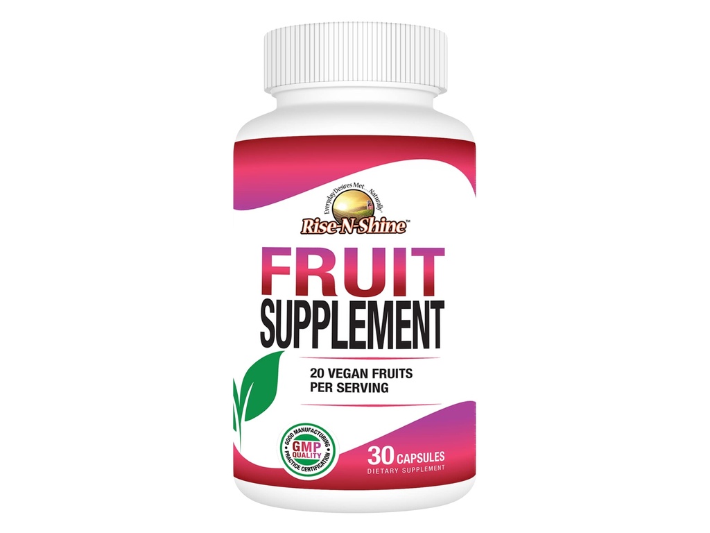 Suplimentul de fructe Creştere-N-Shine cu 20 Amestec de fructe - Vitamine energetice pentru femei şi bărbaţi 30 zile de aprovizionare (30 capsule)