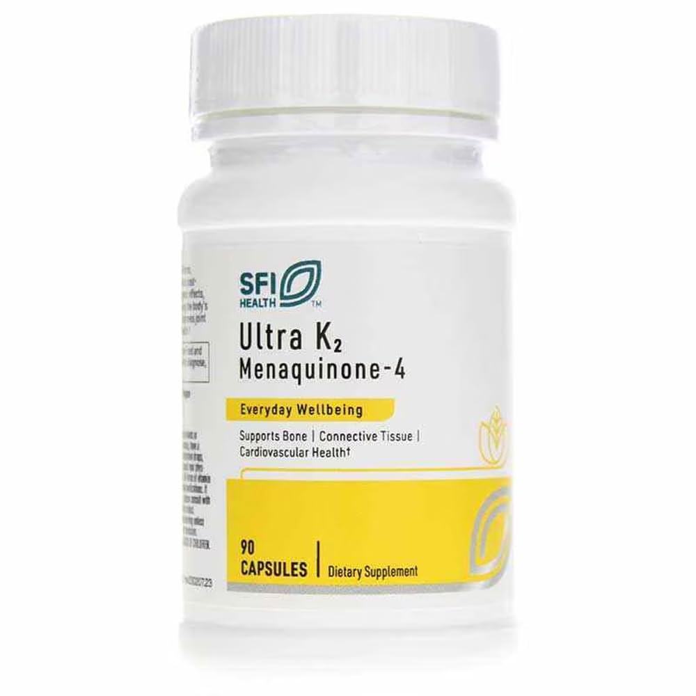 Klaire Labs SFI Health Ultra K2 Menachinonă - 4 - Vitamina K2 Supliment cu 15 mg vitamina K2 MK4 per capsulă - Support Bone & Cardiovascular Health - Hypoallergenic & Vegan Vitamin K (90 capsule)