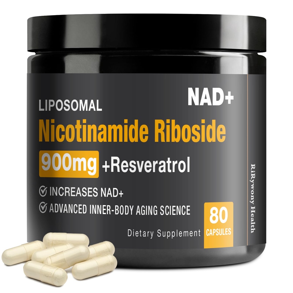 Suplimentul NAD - NAD+ cu Nicotinamidă Ribozidă (NR) şi Resveratrol Querbetin 900 mg Pur organic NAD Plus pentru repararea celulară Funcţia creierului în vârstă sănătos, 80 capsule