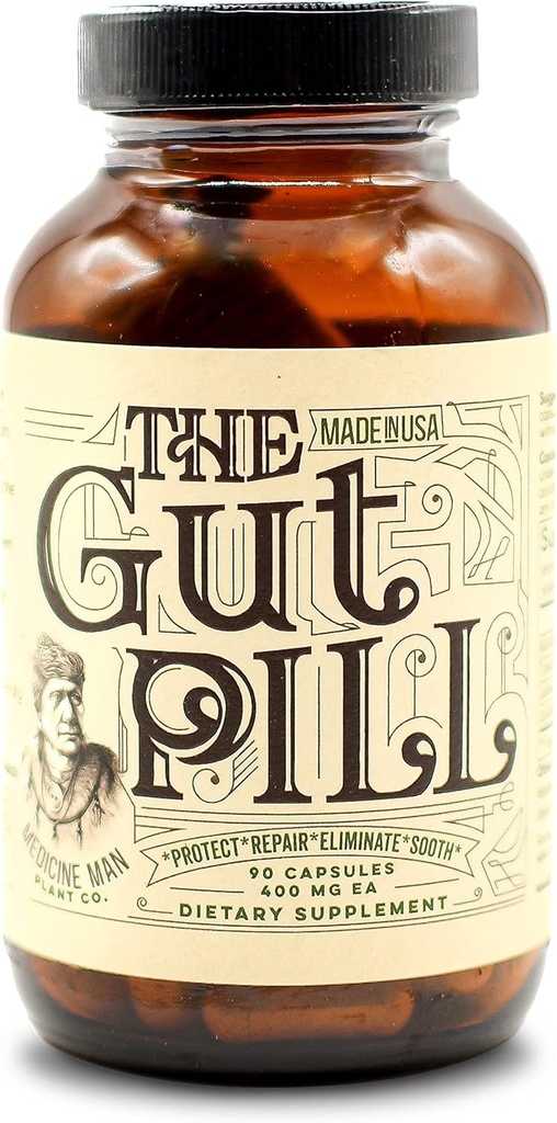 Capsulele Gut Pastila 90 - Suplimente naturale de sanatate Gut pentru femei si barbati pentru Leaky Gut Repair - Cu frunze de roșcove, flori Calendula, fructe Triphala, si Lactobacillus Acidophilus
