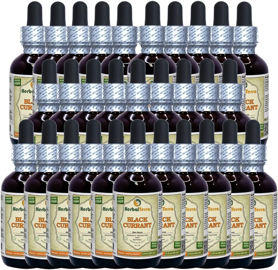 Coacăze negre (Ribes nigrim) Tinctură, frunze uscate Extract lichid (Brand Name: HerbalTerra, Proudly Made in USA) 30x2 fl.oz (30x60 ml)