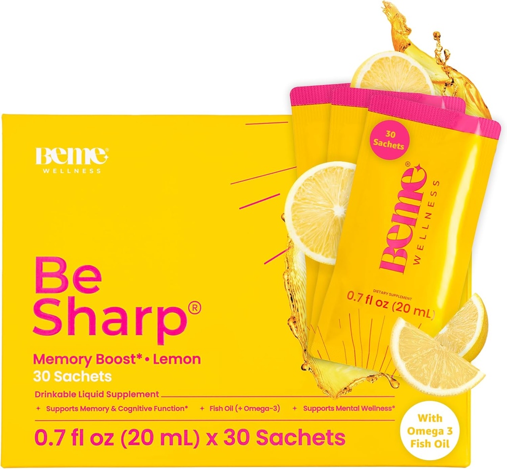 BeMe lichid Omega 3 ulei de pește - Curcumin turmeric, Extract de lemon Balm & Omega 3 Supliment pentru femei - patentat EPAX® pentru absorbție rapidă & biodisponibilitatea ridicată - Suporturi Memorie & Brain Health