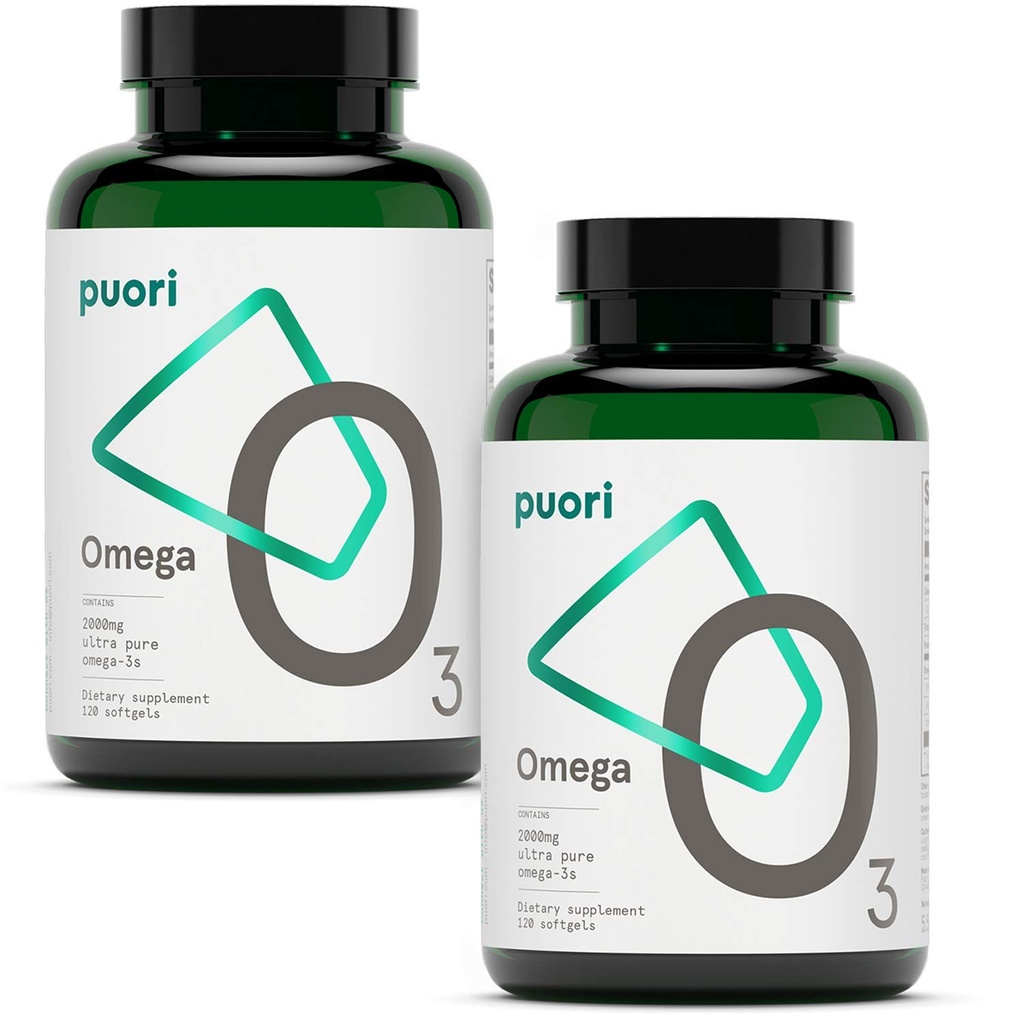 Puori Omega 3 Suplimentul de ulei de pește - Ultra Pure & Burpless ulei de pește sălbatic prins cu 2000mg Omega 3 Acidi grasi,1250mg EPA & 500mg DHA susține inima, Brain & Eye Health - IFOS certificate - 240 Softgels