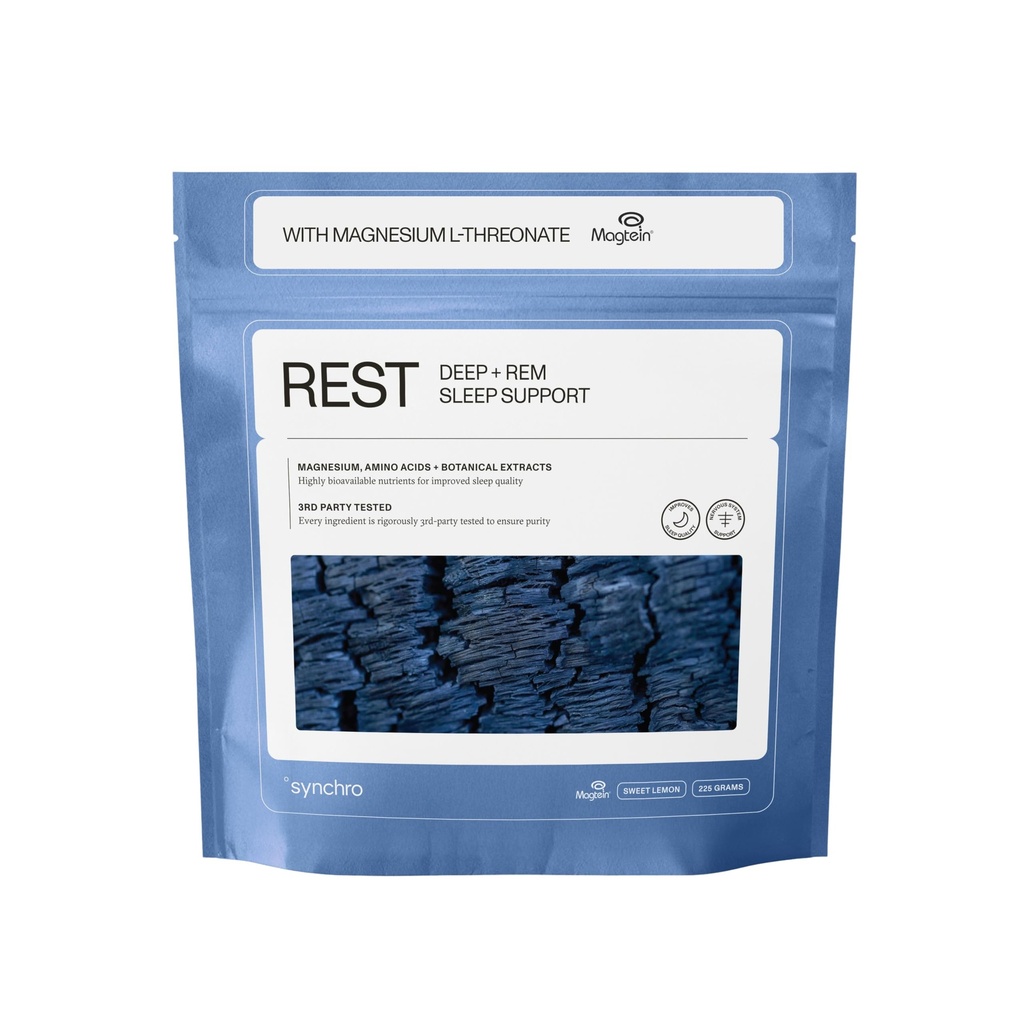 Synchro - Suplimente de somn de odihnă, Relaxare Ajutoare de somn pentru adulți, Supliment de magneziu pudrat pentru suport de somn profund, Drink Supplement de noapte, Aroma de lămâie dulce, 210 Grams