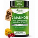 Pure Prin natura D-Mannose cu cranberry și Root Dandelion, 120 Conte