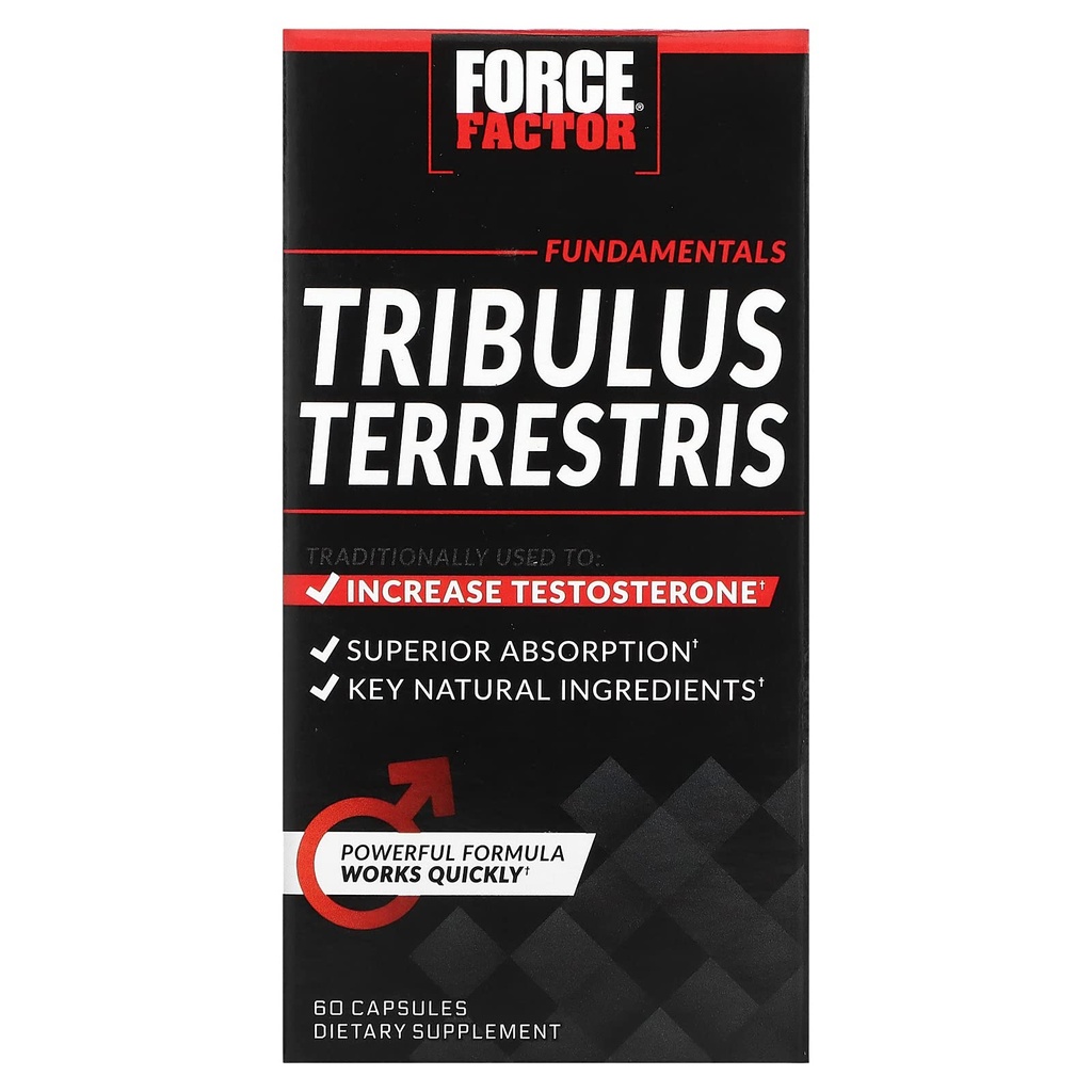 Factor de forță Tribulus Terrestris pentru bărbați, Booster testosteron și supliment de vitalitate masculină, extract de tribulus și ingrediente naturale pentru absorbție superioară, Seria fundamentală, 1000 mg, 60 capsule