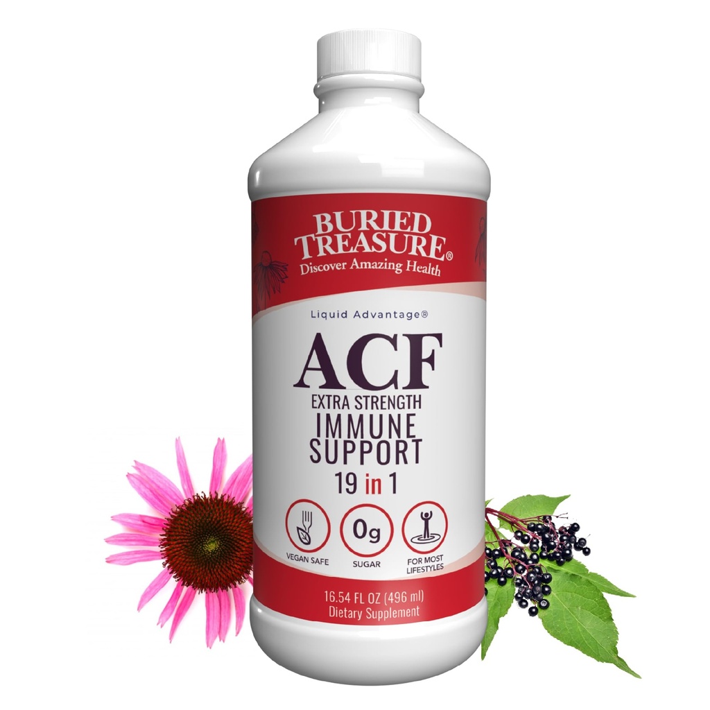 Comoara ingropata ACF Suport Imunitatii Extra Putere - 16 oz, 16 Serviri, Imunitate Dieta Lichida Boost w/ Elderberry, Vitamina C & Zinc, Formula Herbal