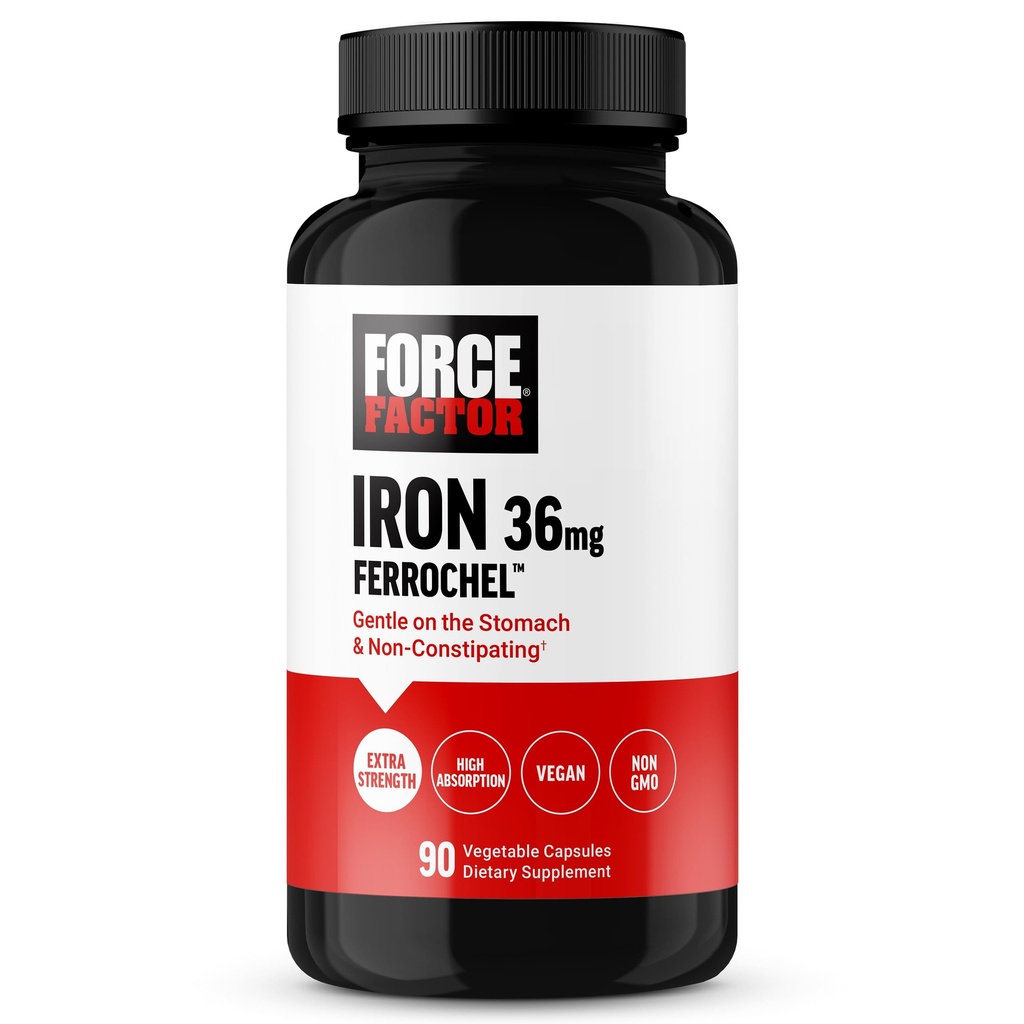 Factor de forță, Supliment de fier pentru femei și bărbați, Neconspitabile, Blând pe stomac, Bisglicinat de fier 36mg, 90 Capsule vegetale