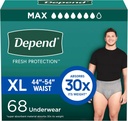 Dependenta de protectie proaspata pentru adulti, lenjerie intima pentru barbati, de unică folosință, Maxim, Extra-Large, Grey, 68 Conte (2 cutii de 34), Ambalaj mai Vary