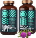 WILD FURTY TUDCA cu Milk Thistle Supplement și Vegan Probiotic Plus B12 General Liver Cleanse și Gut Health Bundle