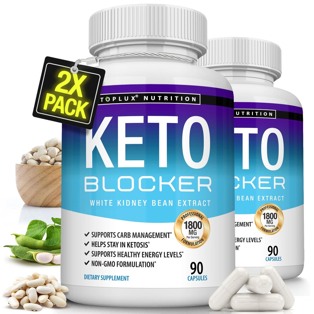 Toplux Keto Blocker pastile Extract alb de rinichi - 1800 mg naturale Ketoza, suport Keto Diet, pentru bărbați Femei, 90 capsule, supliment