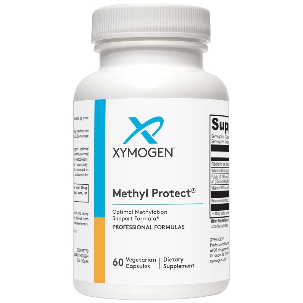 XYMOGEN Methyl Protect - Optimal Methylation Formula with Methyl Folate, Vitamina B12 (Metilcobalamină b12), Riboflavin + B6 Vitamine - Cognitive, Homocisteină + Heart Health Supplements (60 capsule)
