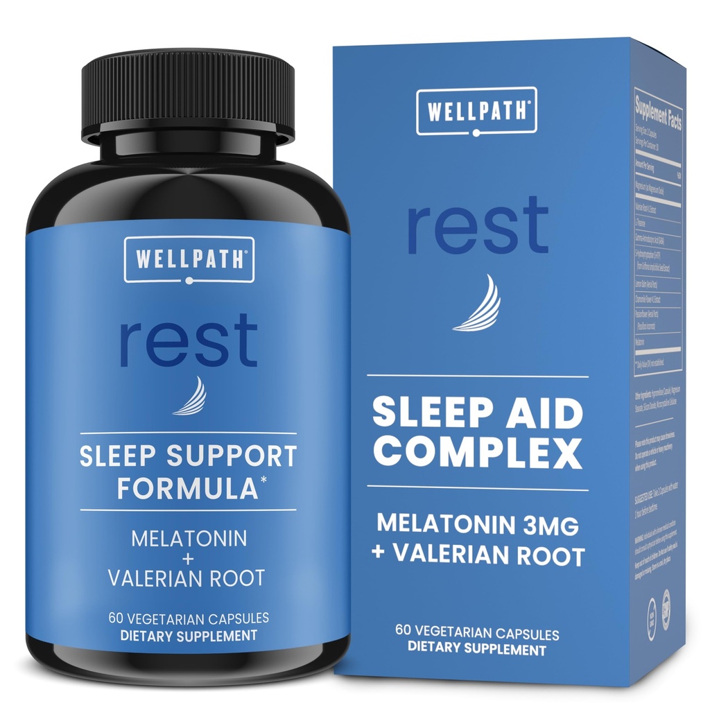 WellPath rest Valerian Root Sleep Aid for Adulți cu Melatonin & L-Theanin 