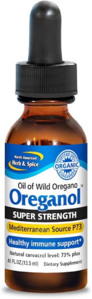 NORD AMERICAN HERB & SPICE Super Putere Oreganol - 0,45 fl. oz. - Ulei neprelucrat, sălbatic, organic Oregano - Sursa mediteraneană P73 - Non-GMO - 194 Serviri